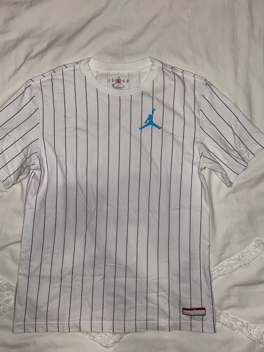 Jordan boys White Pinstripe Short-Sleeve T-Shirt